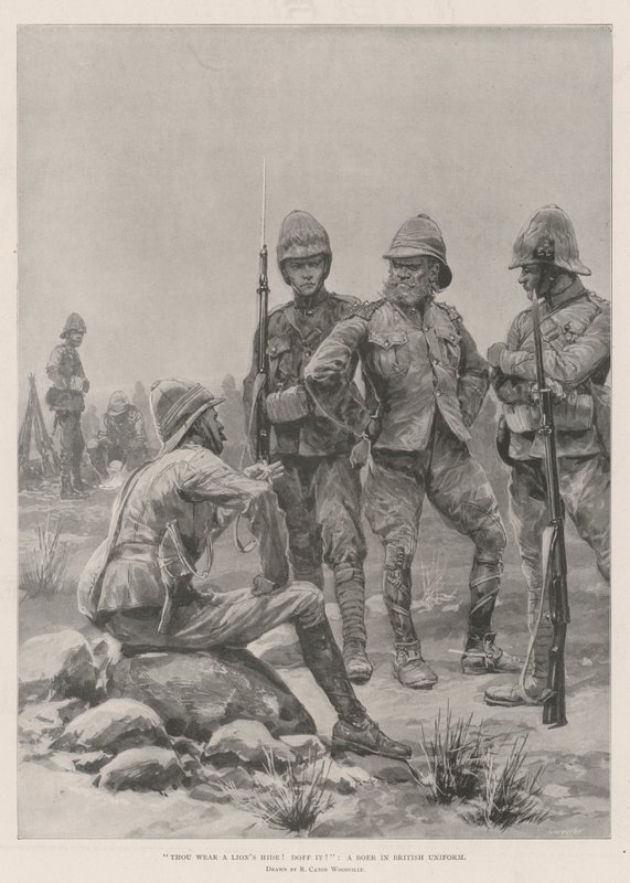 Tu indossi una pelle di leone! toglila! Un boero in uniforme britannica da Richard Caton Woodville junior