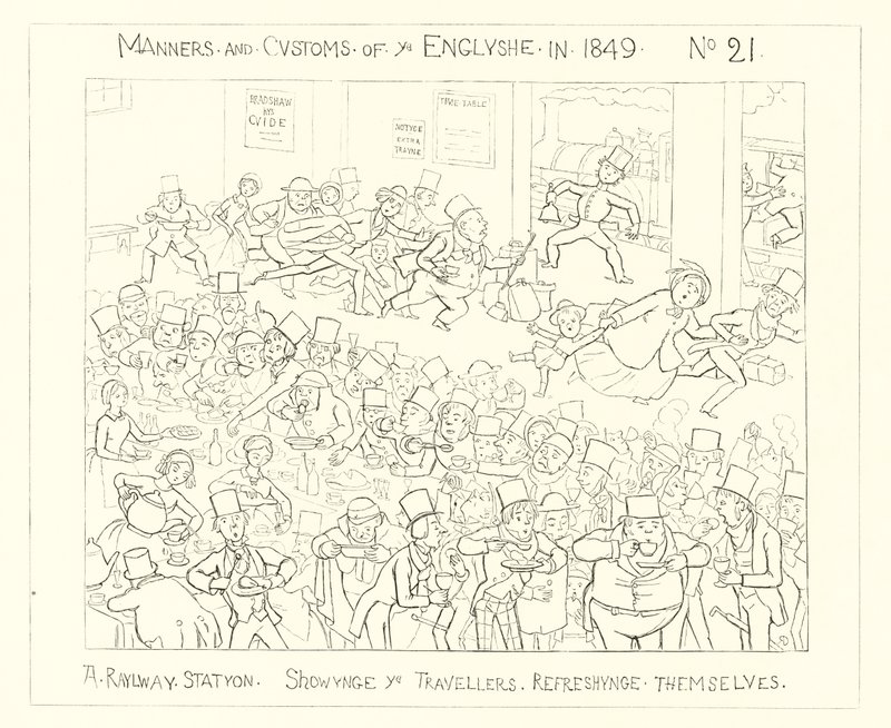 1849, Una Stazione Ferroviaria con i viaggiatori che si rinfrescano da Richard Doyle