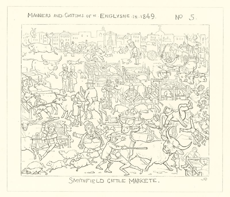 1849, Mercato del Bestiame di Smithfield da Richard Doyle