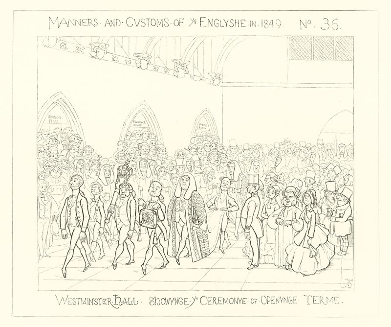 1849, Westminster Hall, La cerimonia di apertura del termine da Richard Doyle
