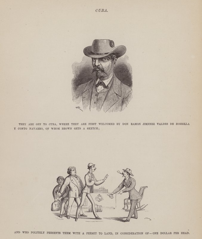 Pagina da Il Tour Americano dei Signori Brown, Jones e Robinson (incisione) da Richard Doyle
