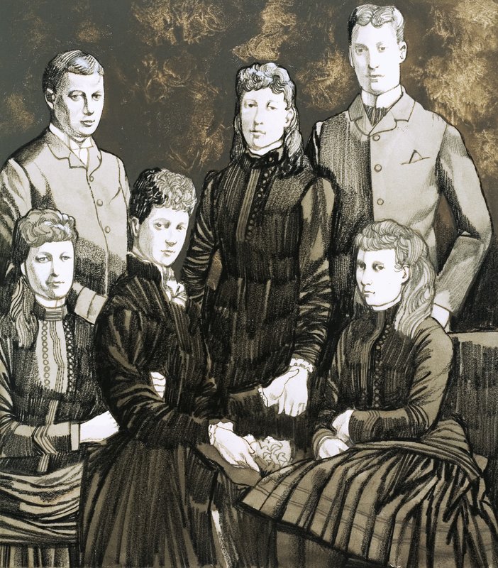 La principessa Alexandra di Danimarca, moglie di re Edoardo, e la sua famiglia composta da cinque figli da Richard Hook