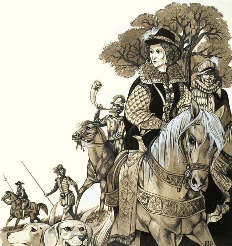 La giovane Elisabetta I a caccia da Richard Hook