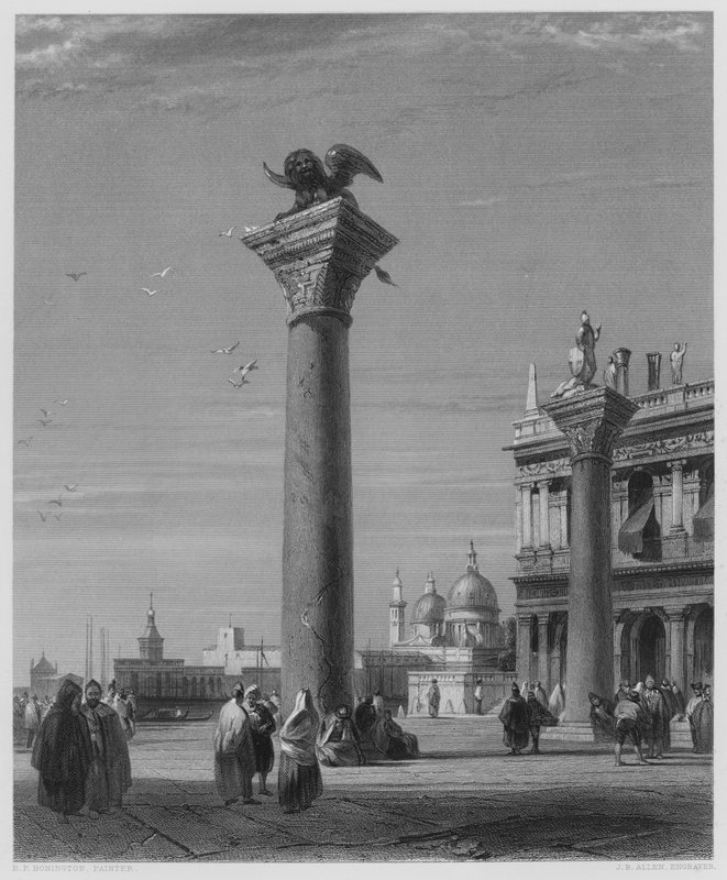 Le Colonne di San Marco, Venezia, dal quadro nella Vernon Gallery da Richard Parkes (after) Bonington