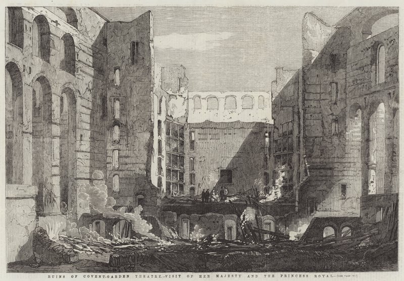 Rovine del Covent-Garden Theatre, Visita di Sua Maestà e della Principessa Reale da Richard Principal Leitch