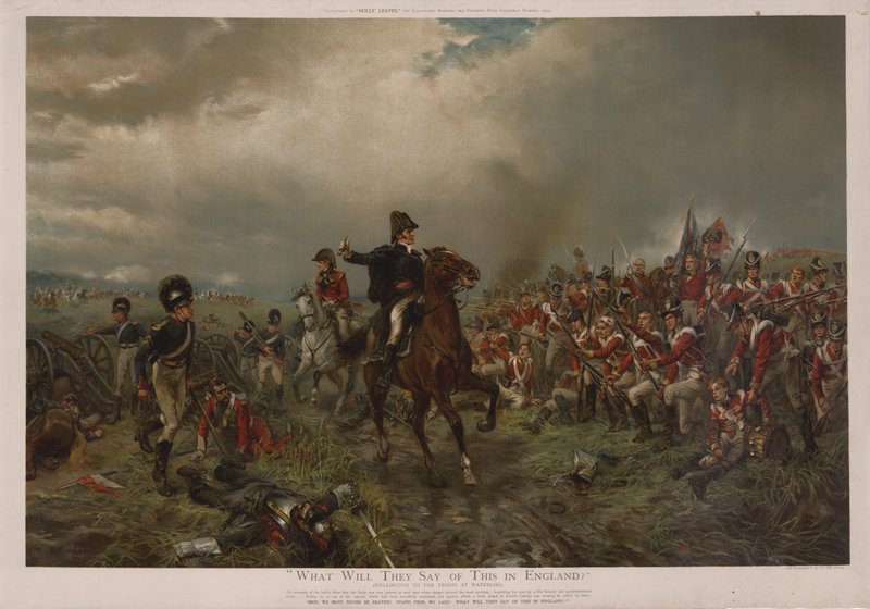 Cosa diranno di questo in Inghilterra? Wellington alle truppe a Waterloo da Robert Alexander Hillingford