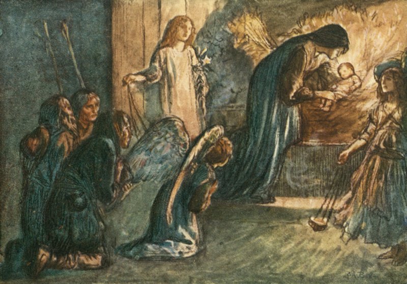 Ma guarda! La Vergine benedetta ha messo a riposo il suo Bambino da Robert Anning Bell