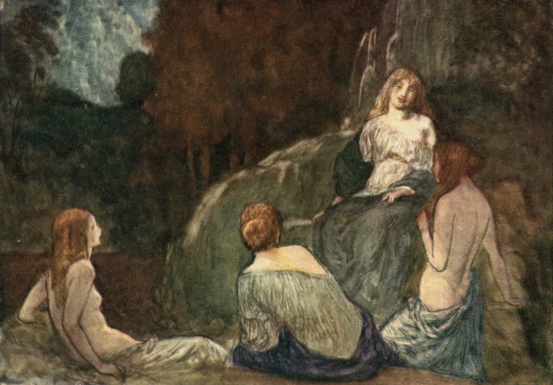Dove la rude ascia, con colpo sollevato, non fu mai sentita spaventare le ninfe da Robert Anning Bell