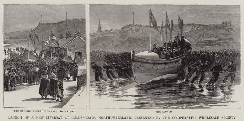 Varo di una nuova scialuppa di salvataggio a Cullercoats, Northumberland, presentata dalla Co-Operative Wholesale Society da Robert Jobling