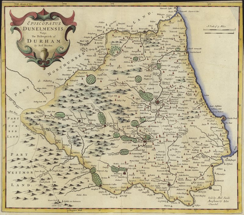 Mappa di Durham da Robert Morden