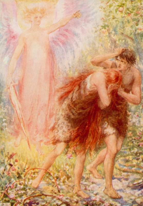Cacciati dal Giardino (litografia a colori) da Robert Ambrose Dudley