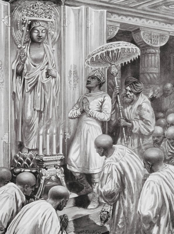 Kanishka inaugura il Buddhismo Mahayana (Settentrionale), 100 d.C. da Robert Ambrose Dudley
