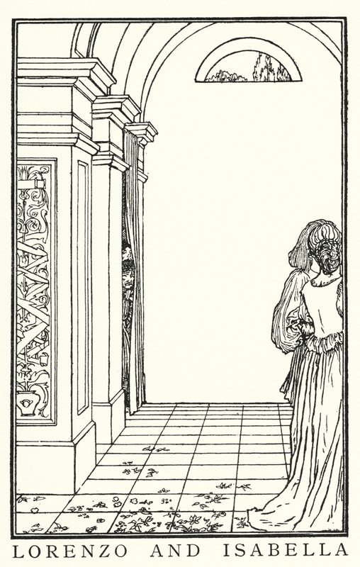 Illustrazione per Poems di John Keats: Isabella o Il vaso di basilico da Robert Anning Bell