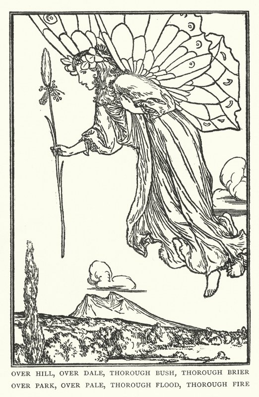Su colline, su valli, attraverso cespugli, attraverso rovi, su parchi, su recinti, attraverso inondazioni, attraverso fuoco da Robert Anning Bell