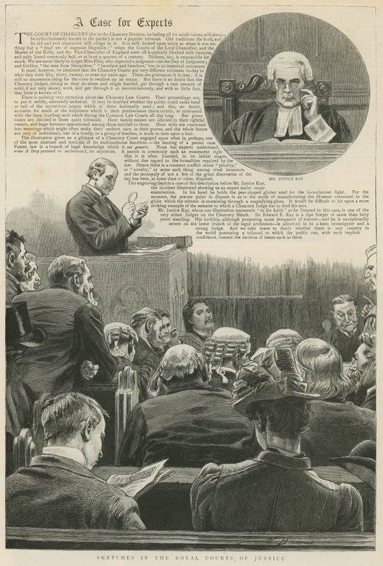 Un caso per esperti: schizzi nei Tribunali Reali di Giustizia; con una vignetta del signor Justice Kay da Robert Barnes