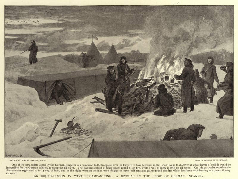 Una lezione pratica nella campagna invernale, un bivacco nella neve della fanteria tedesca da Robert Barnes