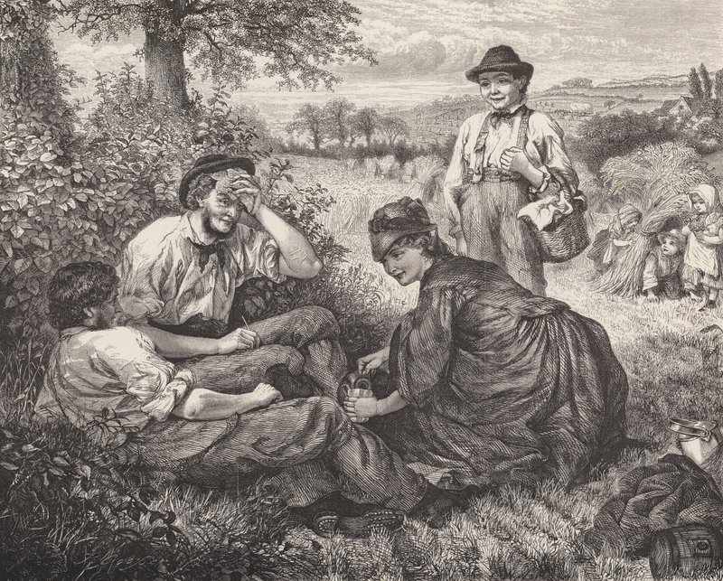 Lavoratori agricoli che riposano durante la raccolta da Robert Barnes