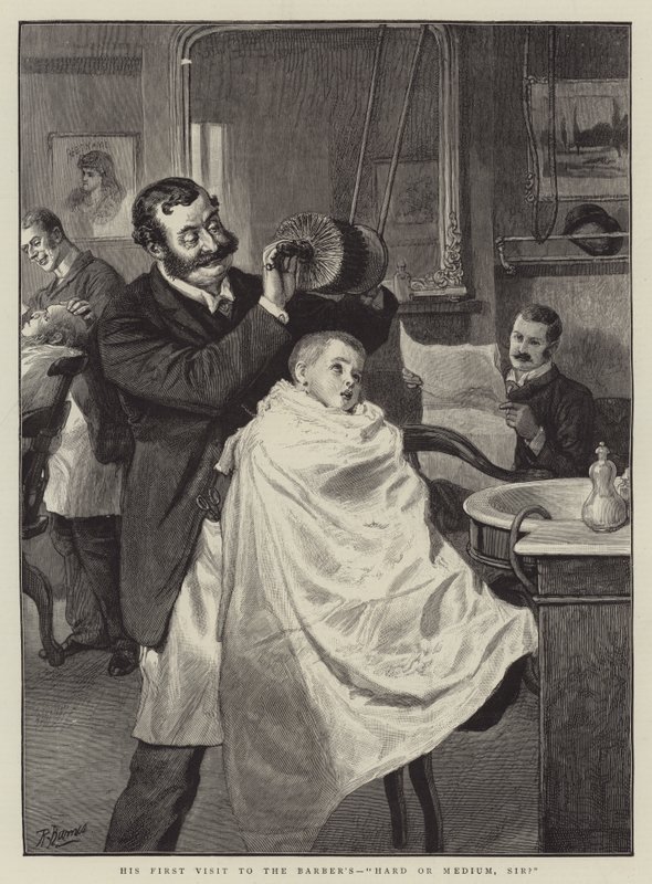 La sua prima visita dal barbiere, duro o medio, signore da Robert Barnes