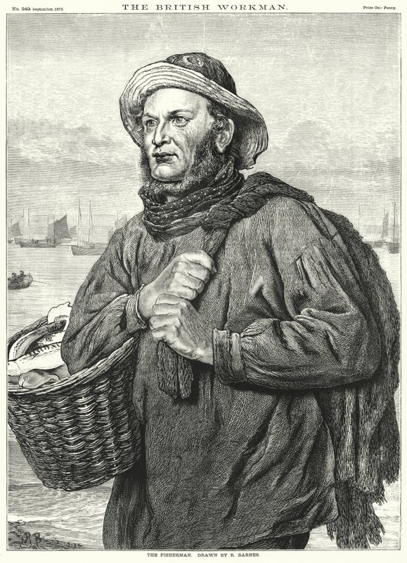 Il Pescatore (incisione) da Robert Barnes