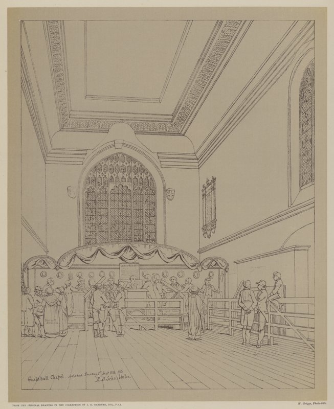 Cappella della Guildhall, Città di Londra da Robert Blemell (after) Schnebbelie
