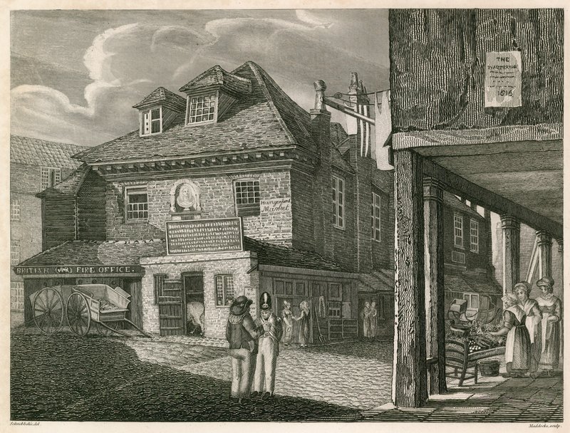 Mercato di Hungerford, vicino a York Buildings, The Strand, Londra da Robert Blemell Schnebbelie