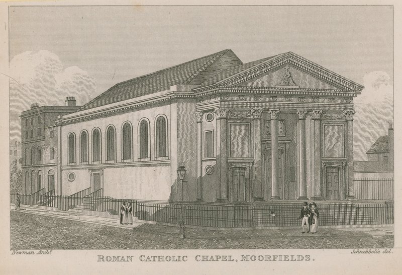Cappella cattolica romana a Moorfields da Robert Blemell Schnebbelie