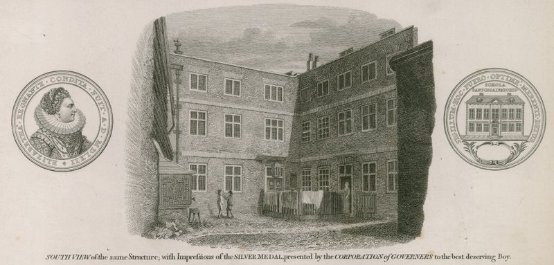 Vista Sud della Scuola di Grammatica Libera della Regina Elisabetta, St Saviour