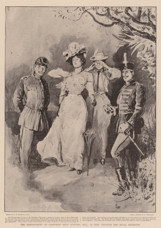 Il bombardamento di Ladysmith da Bulwana Hill, visto attraverso il telescopio navale da Robert Walker Macbeth