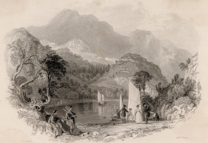 Passo dei Trossachs, Loch Katrine, Scozia (incisione) da Robert Wallis