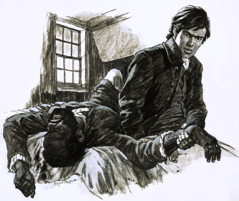 An Unknown Enemy, illustrazione dal serial The Mark of the Pentagram (Il marchio del pentagramma) da Roger Payne