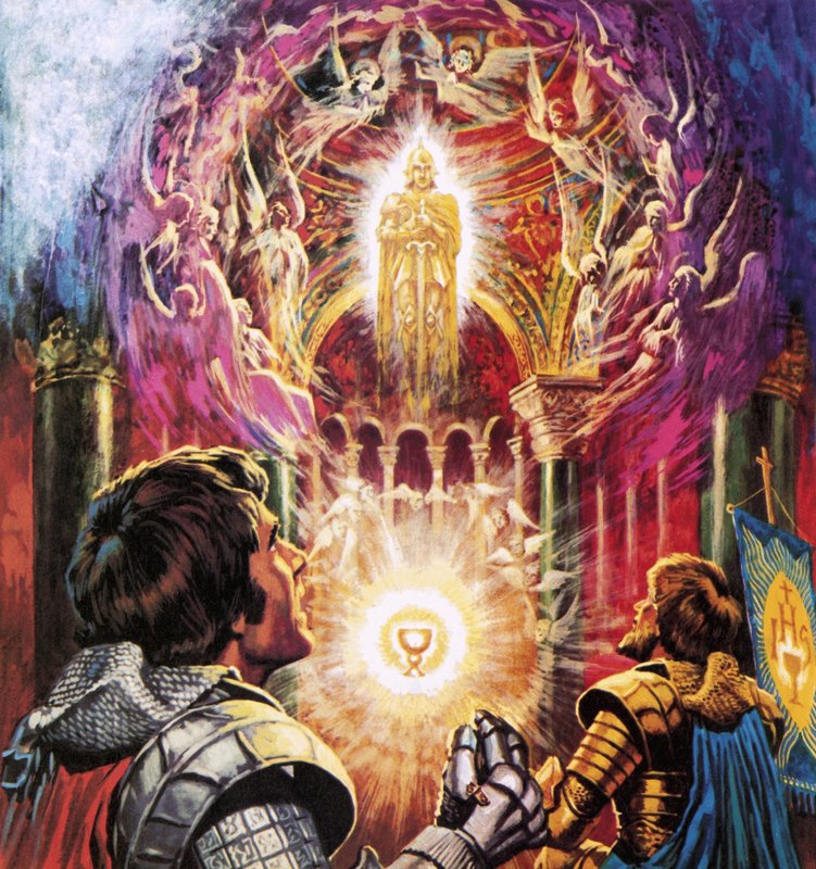Sir Percival e Sir Bors assistono alla scomparsa del Santo Graal da Roger Payne