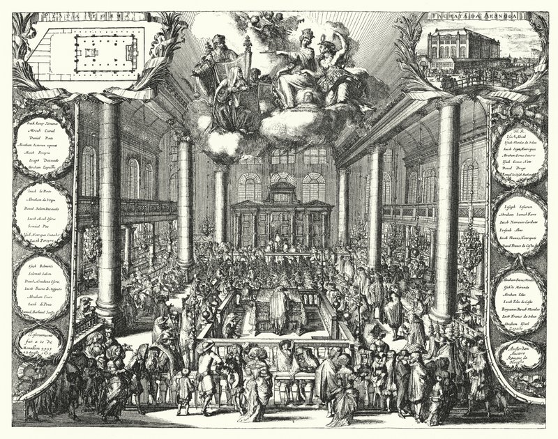 La sinagoga portoghese, Amsterdam da Romeyn de (after) Hooghe