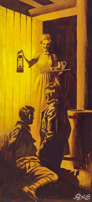 Edith Cavell nasconde i soldati alleati (gouache su carta) da Ron Embleton