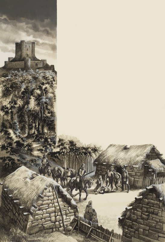 Villaggio medievale (gouache su carta) da Ron Embleton