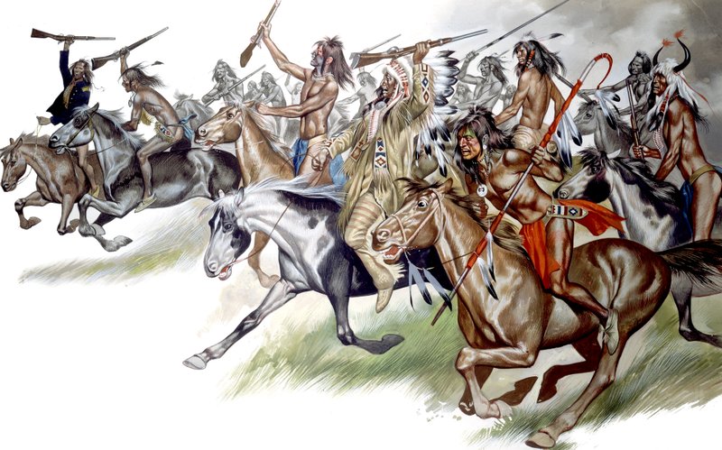 Nativi americani a cavallo (guazzo su carta) da Ron Embleton