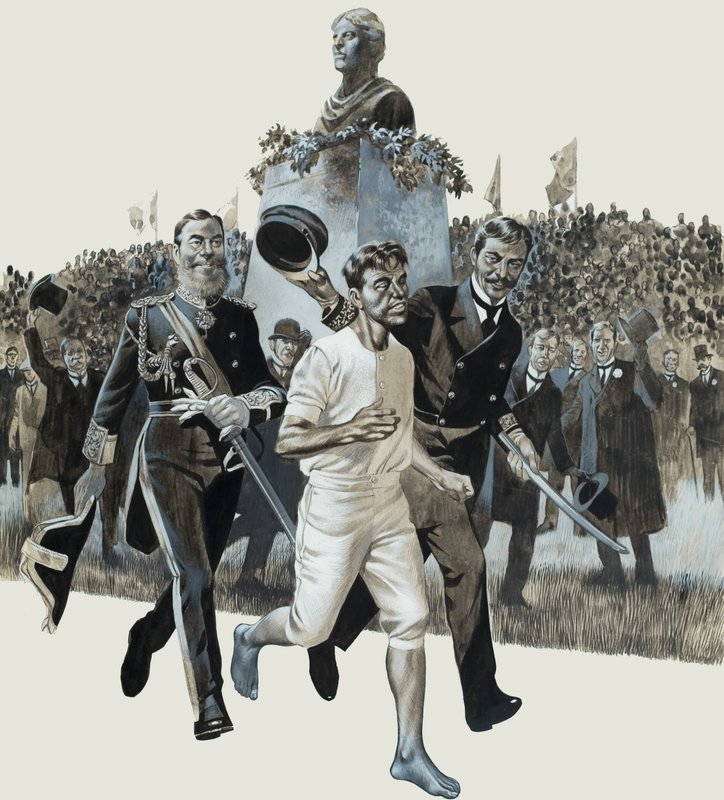 Spiridon Louis (guazzo su carta) da Ron Embleton