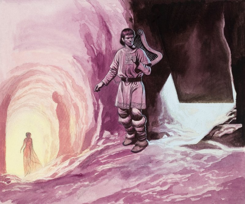 Tannhauser che segue Venere nella caverna (gouache su carta) da Ron Embleton