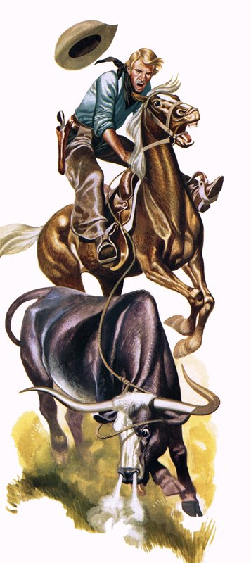 Cowboy texano al lavoro da Ron Embleton