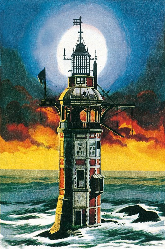 Il primo faro di Eddystone (litografia) da Ron Embleton