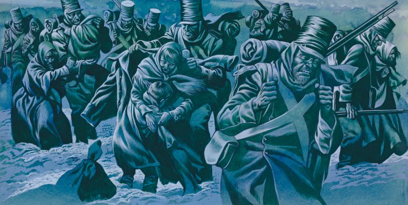 La ritirata a Corunna (gouache su carta) da Ron Embleton