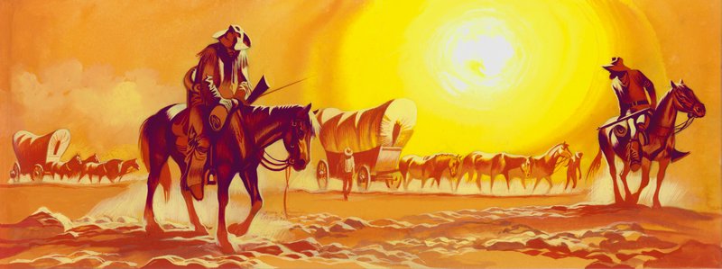 Sentiero di carri nel caldo torrido (gouache su carta) da Ron Embleton
