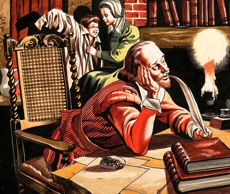 William Shakespeare che scrive a casa da Ron Embleton
