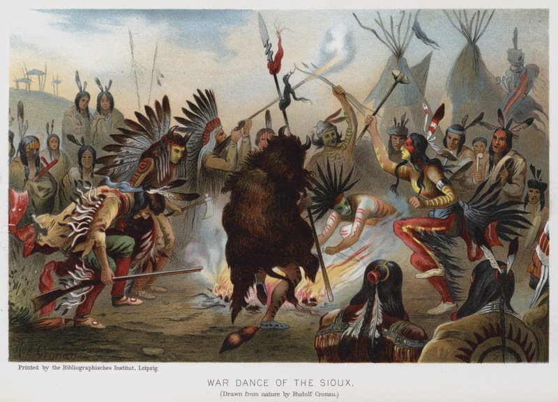 Danza di guerra dei Sioux da Rudolf Cronau