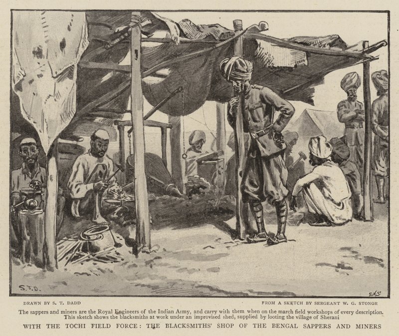 Con la Tochi Field Force, la bottega dei fabbri dei Bengal Sappers and Miners da S.T. Dadd