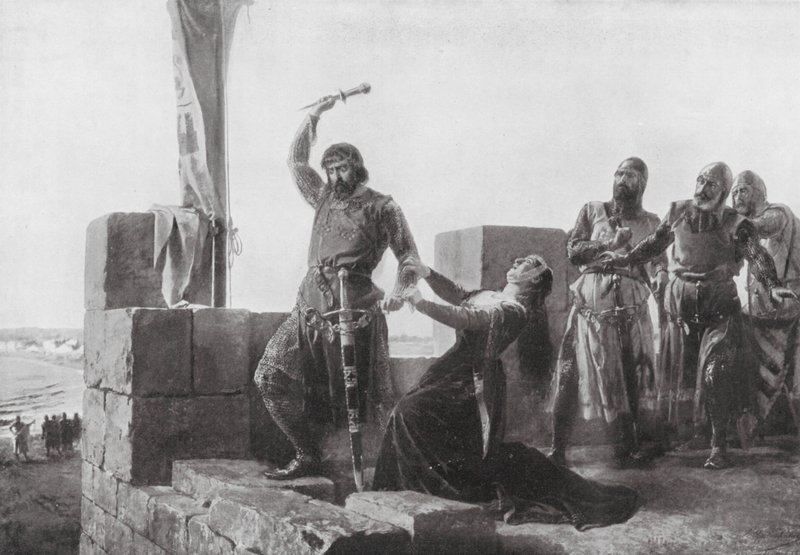 Alonso de Guzman lancia il suo pugnale a Don Juan da Salvador (after) Martinez Cubells