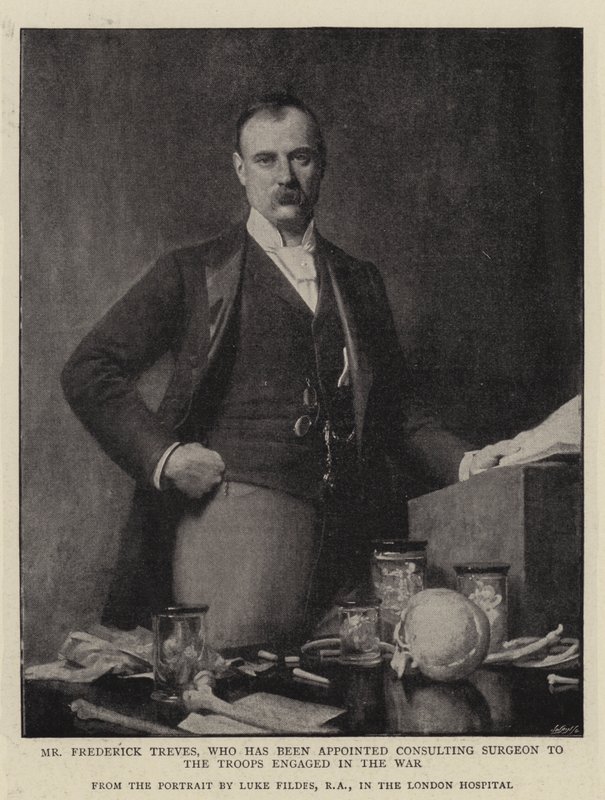 Mr Frederick Treves, nominato Chirurgo Consulente per le Truppe impegnate nella Guerra da Samuel Luke Fildes