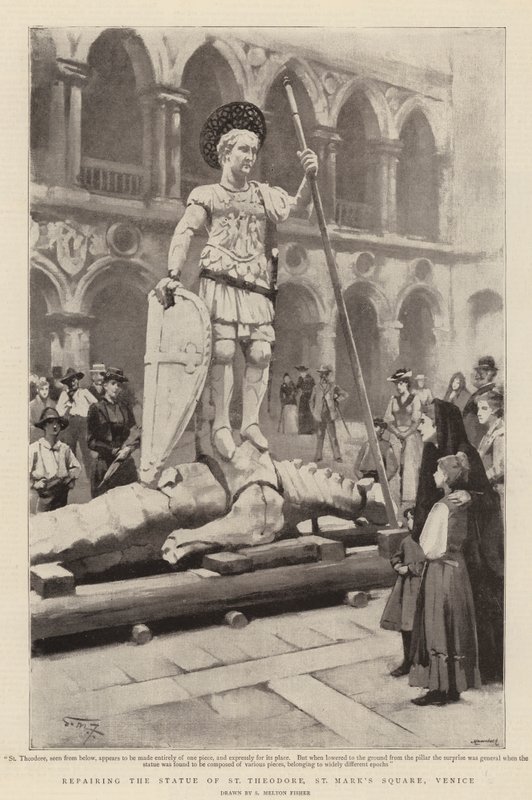 Riparazione della Statua di San Teodoro, Piazza San Marco, Venezia da Samuel Melton Fisher