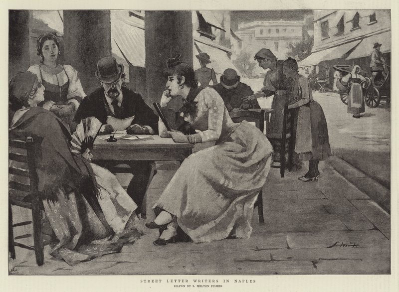 Scrittori di lettere per strada a Napoli da Samuel Melton Fisher
