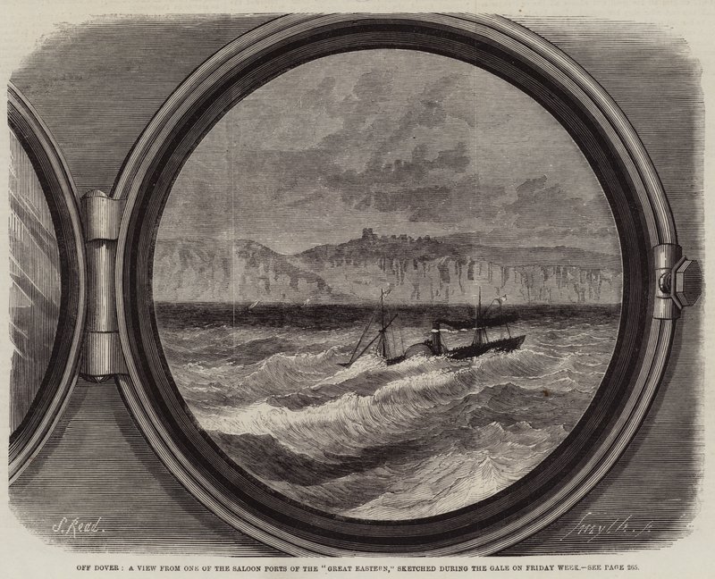 Al Largo di Dover, una Vista da uno dei Porti del Salone del Great Eastern, disegnata durante la Tempesta di Venerdì da Samuel Read