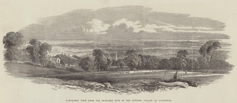 Vista panoramica dal sito proposto del Crystal Palace a Sydenham da Samuel Read